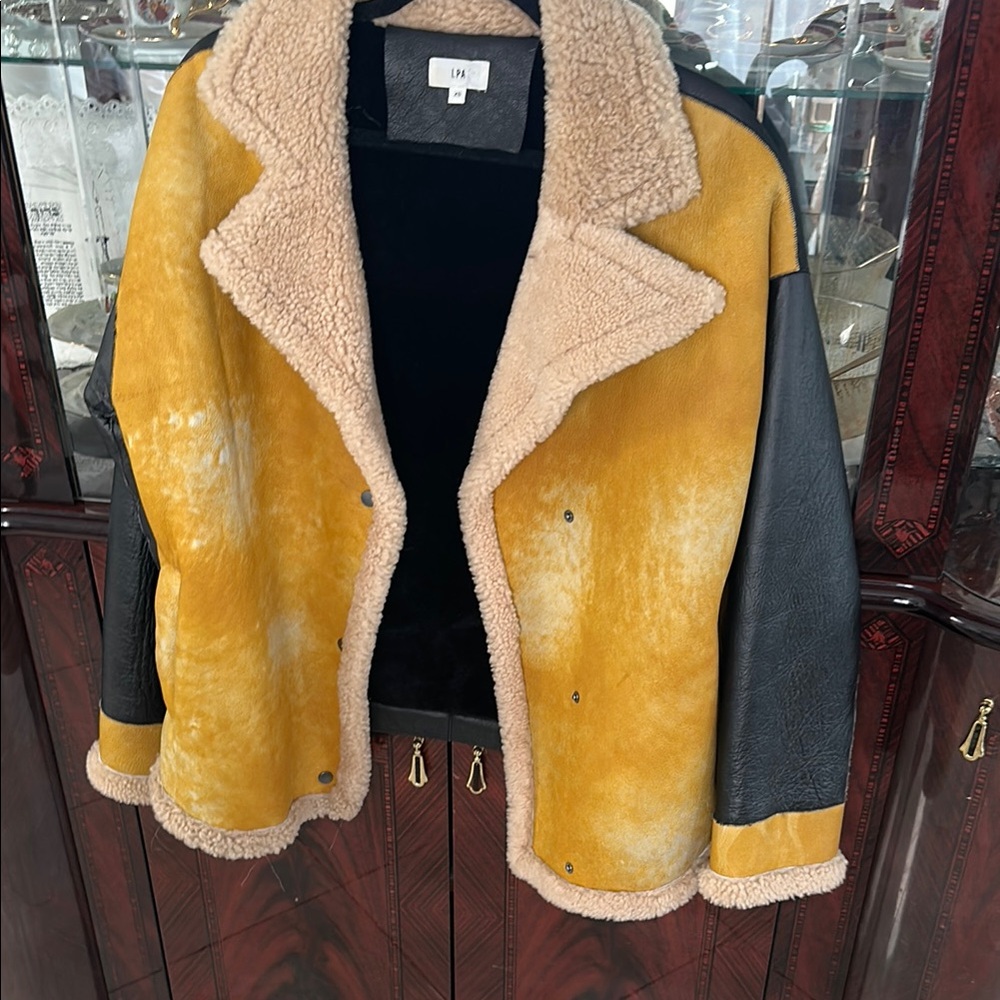 LPA Yellow and Black Teddy Jacket with Wide Lapel